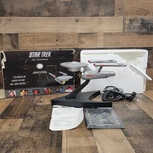 Star Trek Telemania Vintage 1993 USS Enterprise Home Corded Telephone w/ Box